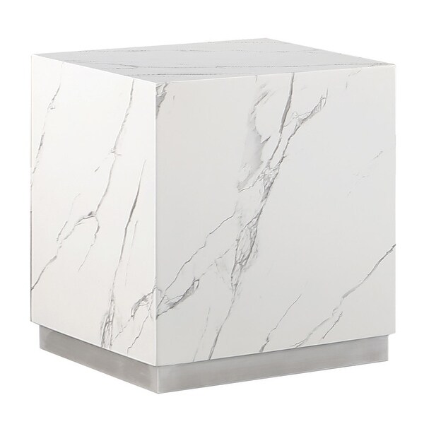 Best Master Furniture Bennacio Faux Marble Square End Table