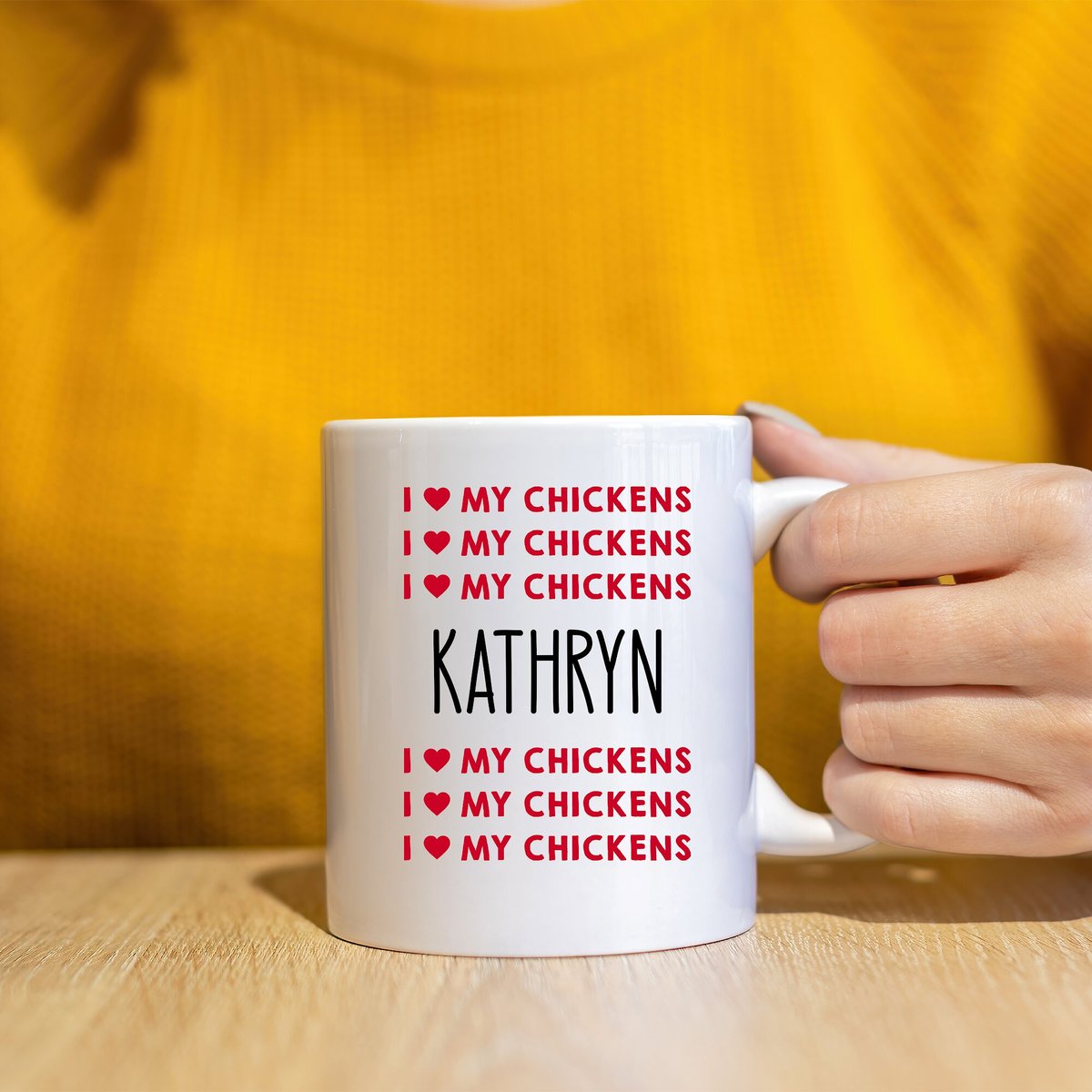 904 Custom Personalized I Love My Chickens Double Sided Mug， 11-oz