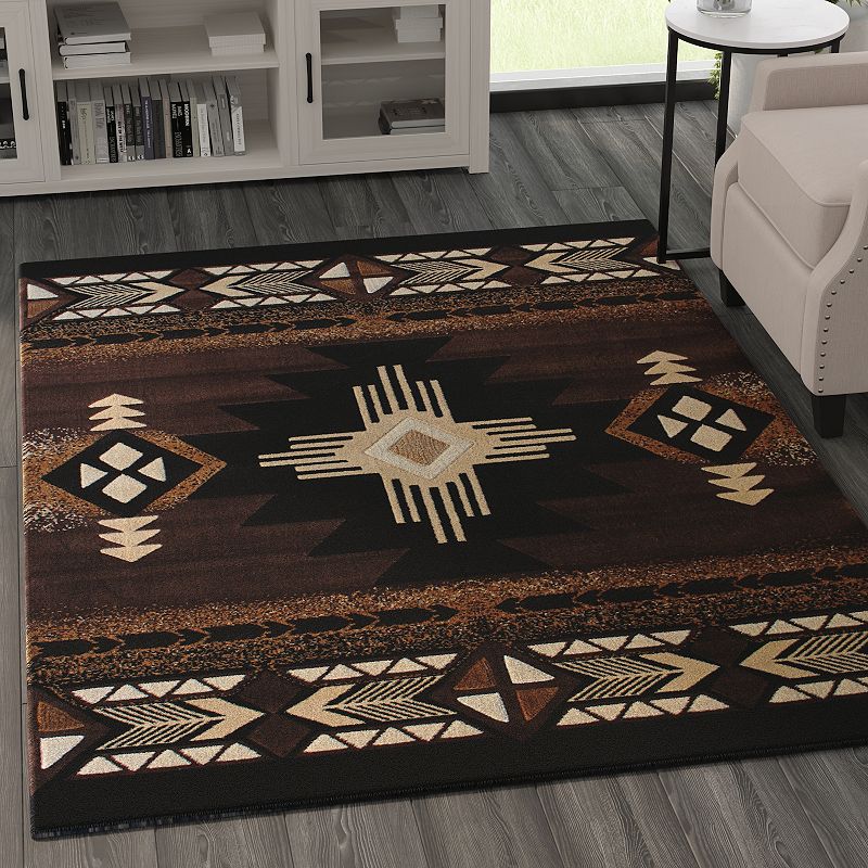 Masada Rugs Masada Rugs 5'x7' Southwest Native American Area Rug - Design C318 Chocolate