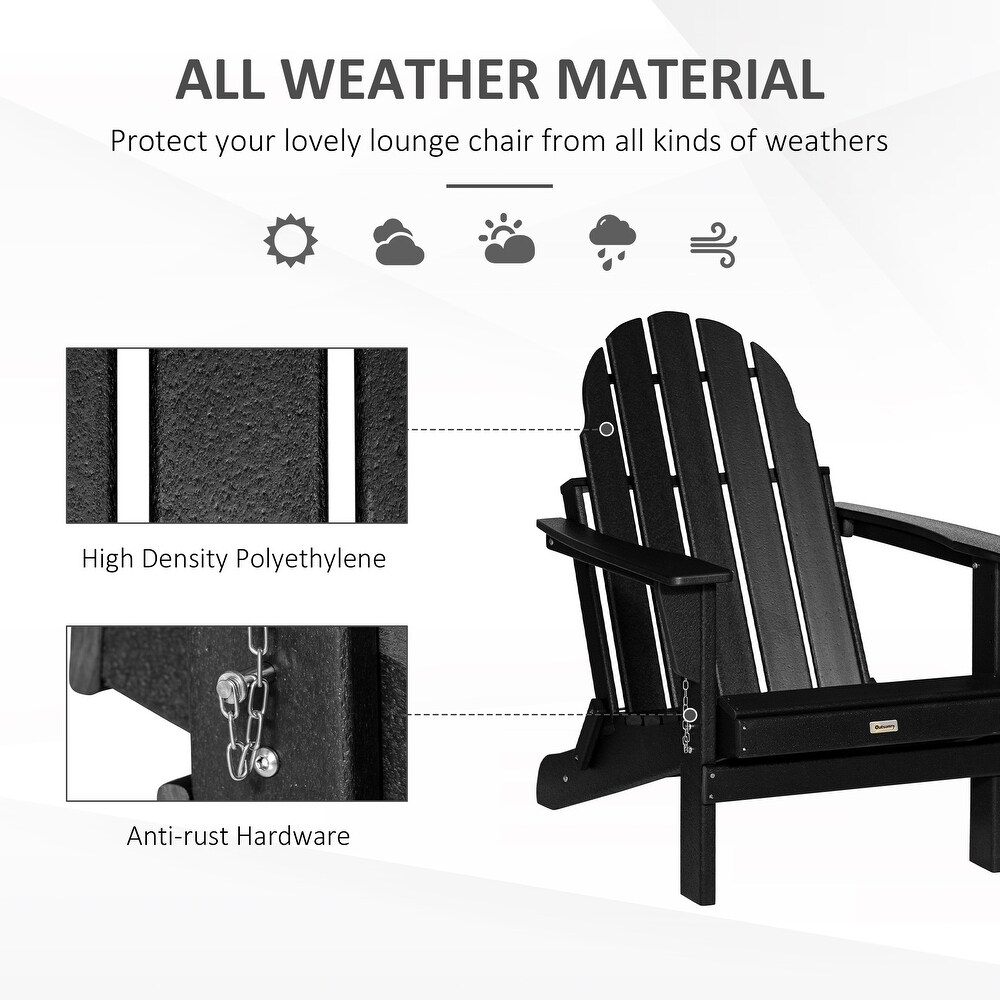 Outsunny Folding Adirondack Chair  HDPE Outdoor  Weather Plastic Lounge Beach Chairs for Patio Deck and Lawn Furniture