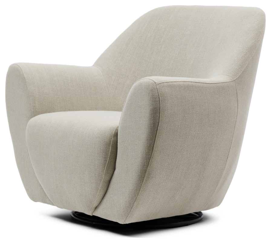 Beige Upholstered Swivel Chair  Rivi√®ra Maison The Jill   Transitional   Armchairs And Accent Chairs   by Oroa   Distinctive Furniture  Houzz