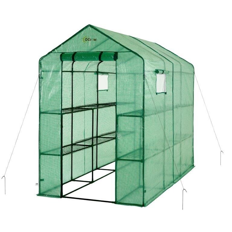 Machrus Ogrow Deluxe Walk In Greenhouse with Green Cover