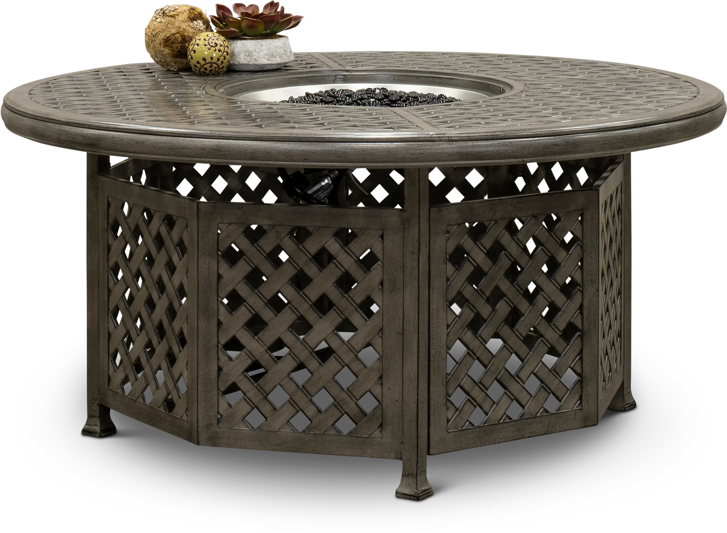 Macan Gray Cast Metal Patio Fire Pit with Accessories