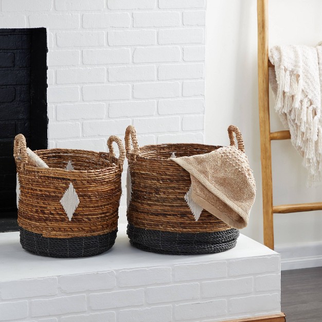 2pk Banana Leaf Storage Baskets Brown black Olivia amp May