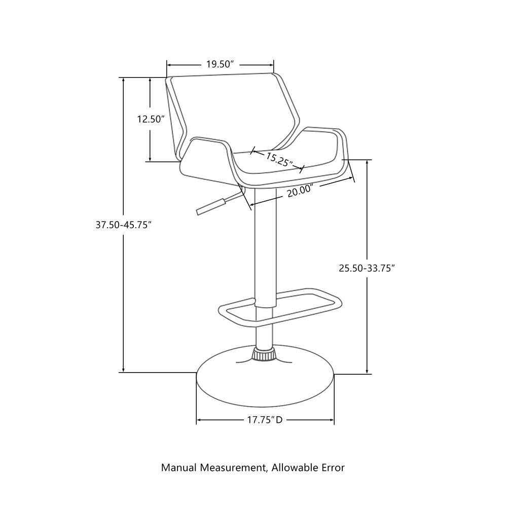 Glitzhome Mid-century Black Modern Adjustable Height Swivel Bar Stool (Set of 2) 2000900007