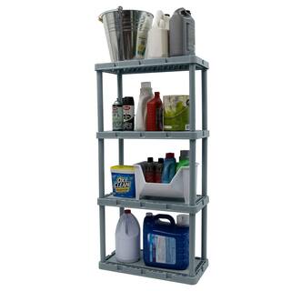 GRACIOUS LIVING Knect-A-Shelf Gray 4-Tier Resin 12 in. x 2 in. x 24 in. Light Duty Storage Shelving System (3-Pack) 3 x 91081-1C