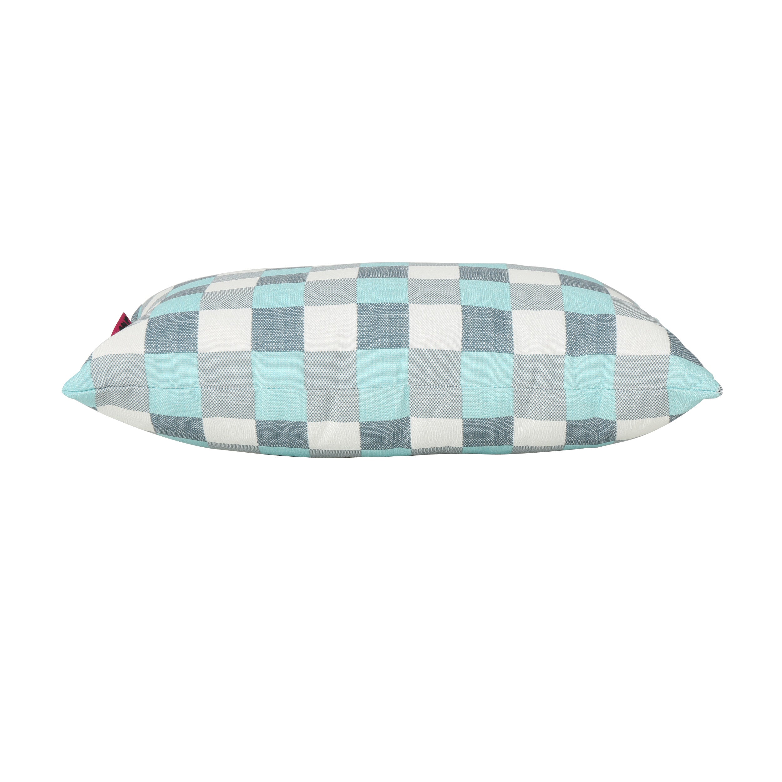 Italo Indoor Blue and White Plaid Water Resistant Rectangular Throw Pillow