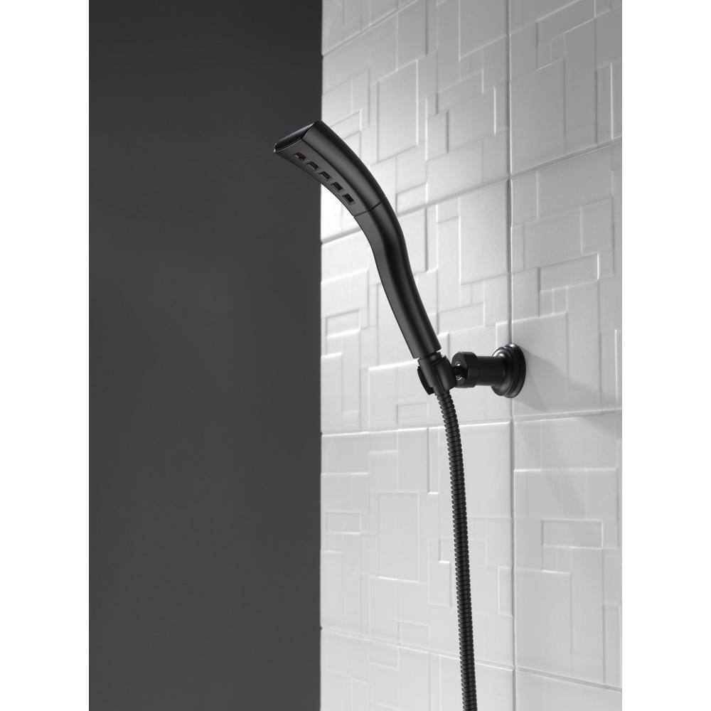 Delta 1-Spray Patterns 1.75 GPM 2.34 in. Wall Mount Handheld Shower Head with H2Okinetic in Matte Black 55421-BL