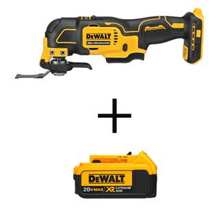 DW ATOMIC 20V MAX Cordless Brushless Oscillating MultiTool and (1) 20V Premium Lithium-Ion 4.0Ah Battery DCS354BWDCB204