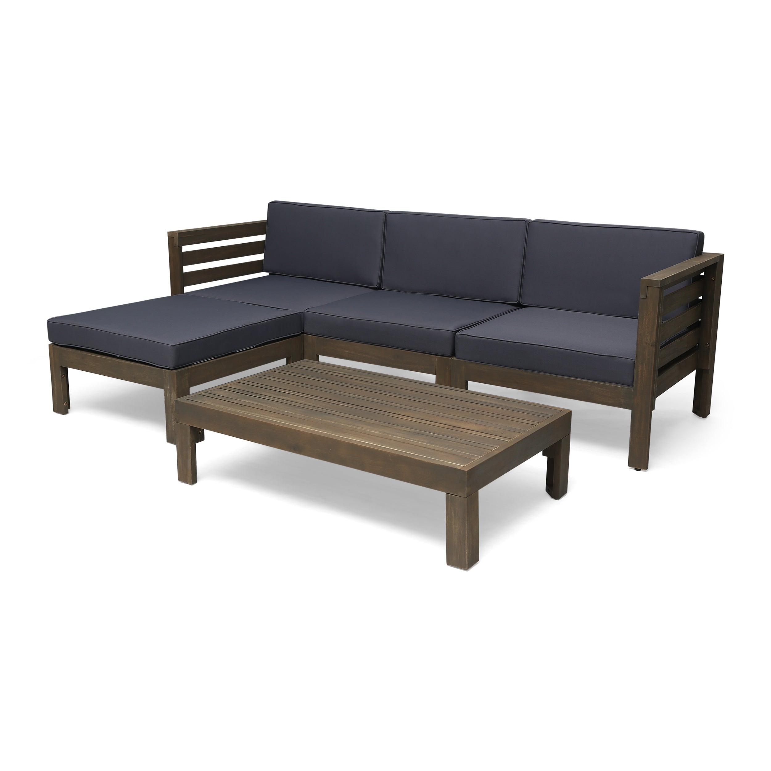 Canal Outdoor 5 Piece Acacia Wood Sofa Set