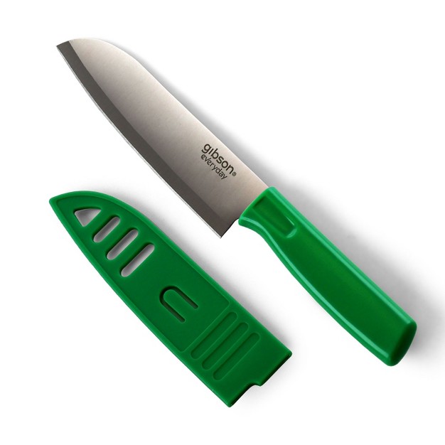 Gibson Everyday Grantville 4 Piece 6 Inch Santoku Knife With Sheath In Assorted Colors