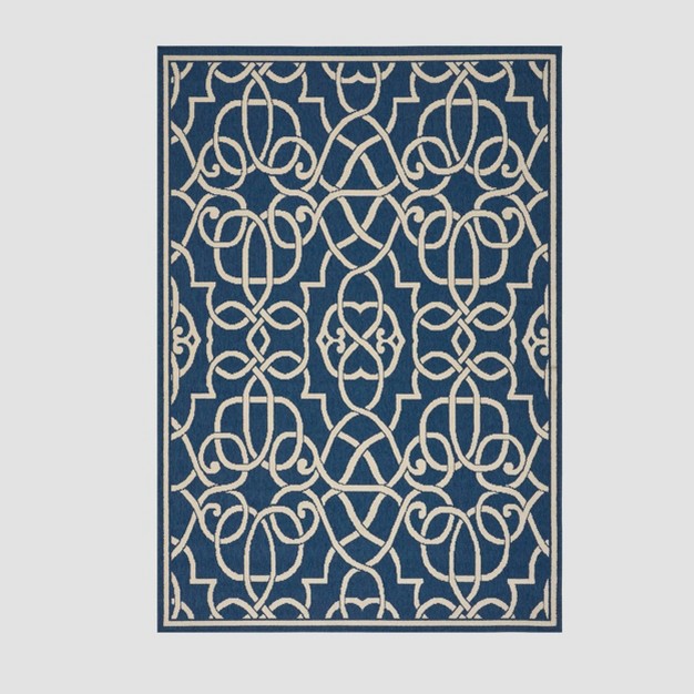 Belmont Geometric Outdoor Rug Navy ivory Christopher Knight Home