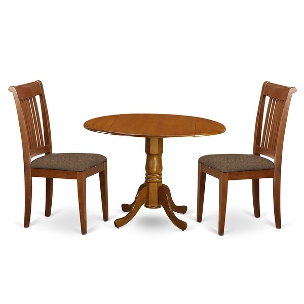 3-piece Dining Set Includes Dining Table and 2 Dinette Chairs Saddle Brown Finish (Chairs Seat Options)