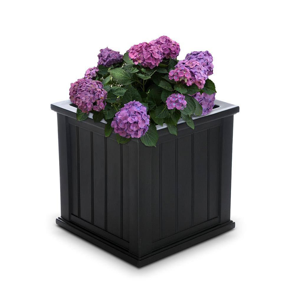 Mayne Cape Cod 20 in Square Self-Watering Black Polyethylene Planter 4838-B