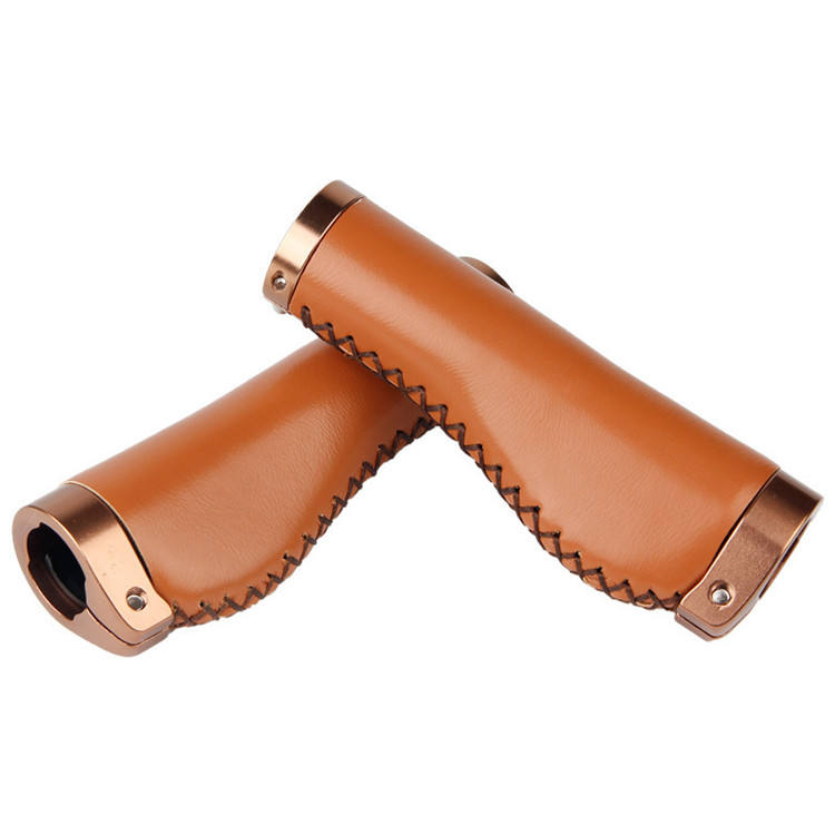 Hot Sale Soft Comfortable Vintage Pu Leather Bicycle Handlebar Grips Lock On Bike Handlebar Grips