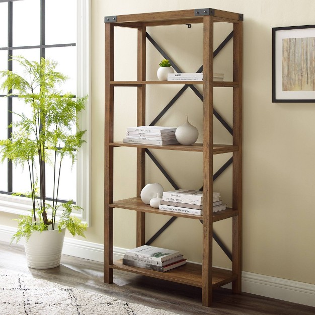 Sophie Industrial X Frame Bookshelf Saracina Home