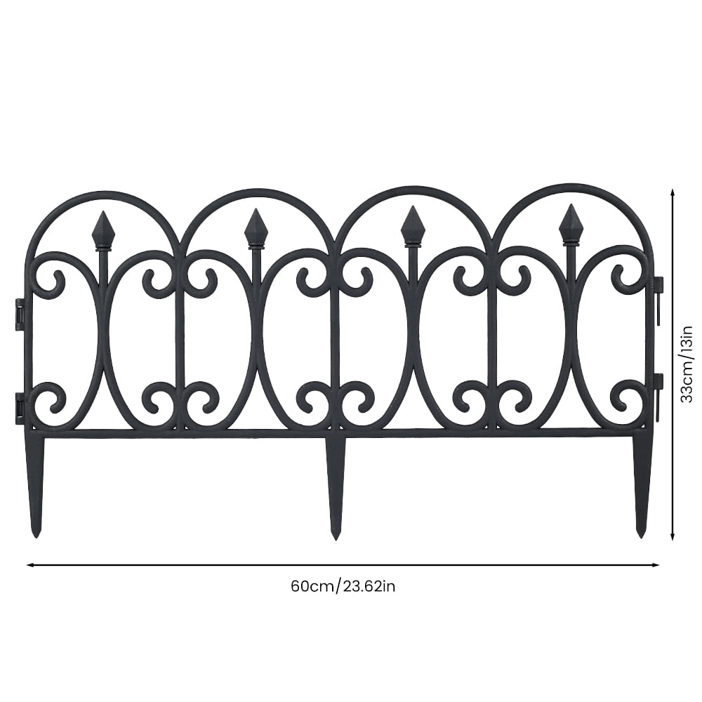 5 Pcs Garden Border Edging Black Plastic Fence Panels for Garden Fence Decoration Lawn Flower Beds and Terrace Fences