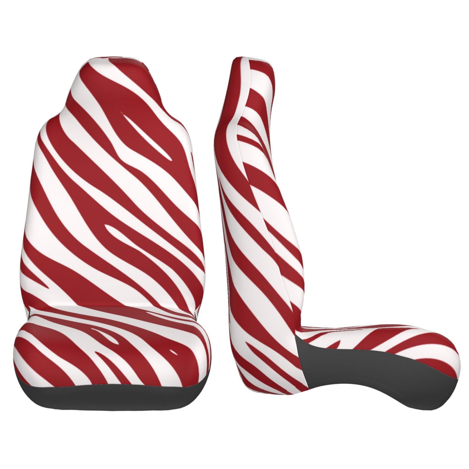 TEQUAN Front Seat Covers， Red Zebra Texture Pattern 2 Piece Car Seat Cover Fit Most Car SUV Truck Van