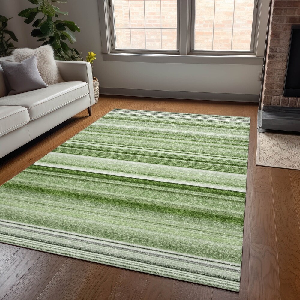 Machine Washable Indoor/ Outdoor Chantille Multi Stripe Rug