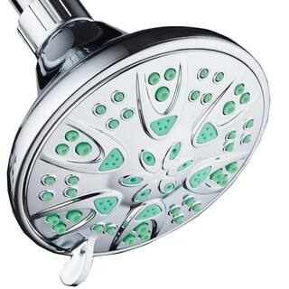 AquaDance Antimicrobial 6-Spray 4 in. High Pressure Single Wall Mount Fixed Adjustable Rain Shower Head in chrome 6602