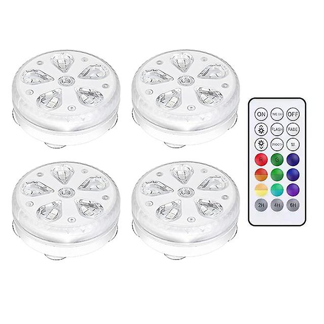 16 Led Submersible Lamps Magnetic Suction Cup Rgb Swimming Pool Lights Ip68 Waterproof Remote Control Underwater Light