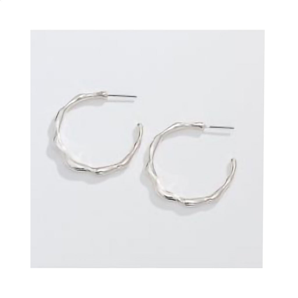 Periwinkle by Barlow   1.25” Abstract Polish Silver Hoops -Earrings