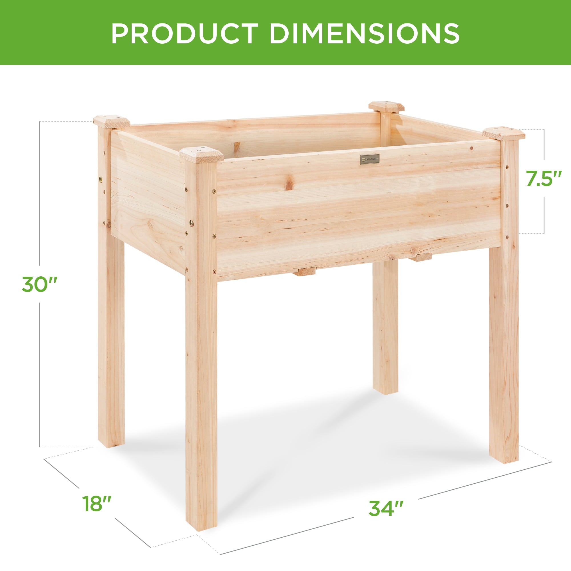 Best Choice Products 34x18x30in Raised Garden Bed, Elevated Wood Planter Box for Kids, Patio w/ Bed Liner - Natural