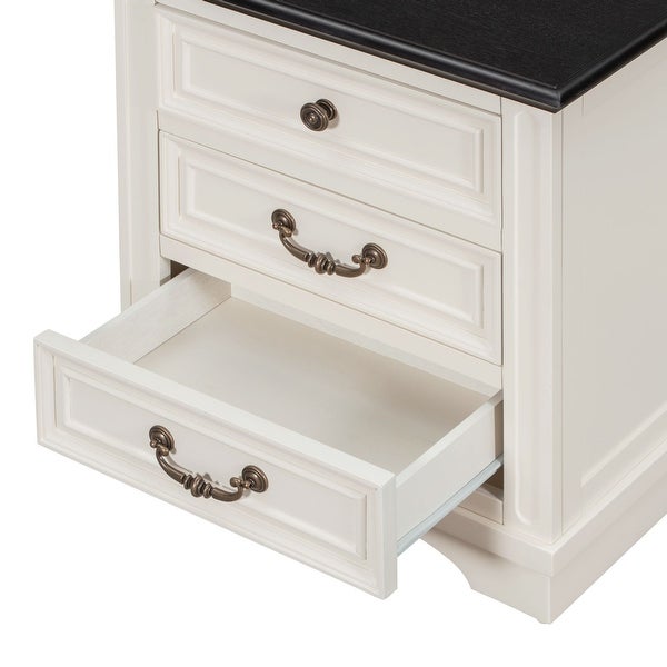 Nightstand with 3 Drawers + USB Charging Ports - - 37981784