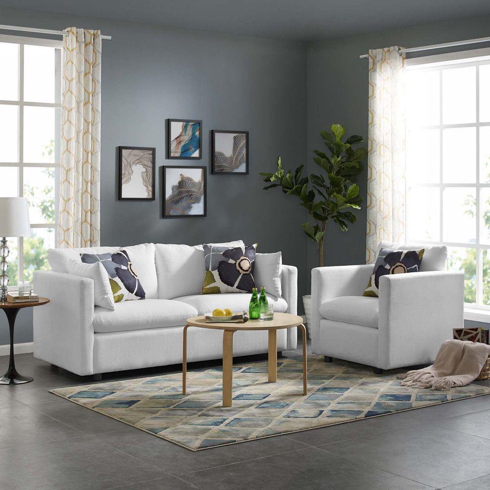 Activate Upholstered Fabric Sofa and Armchair Set   Transitional   Living Room Furniture Sets   by ShopFreely  Houzz