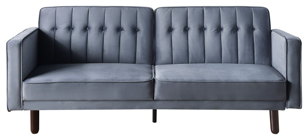 Qinven Adjustable Sofa  Dark Gray Velvet   Transitional   Sleeper Sofas   by Homesquare  Houzz