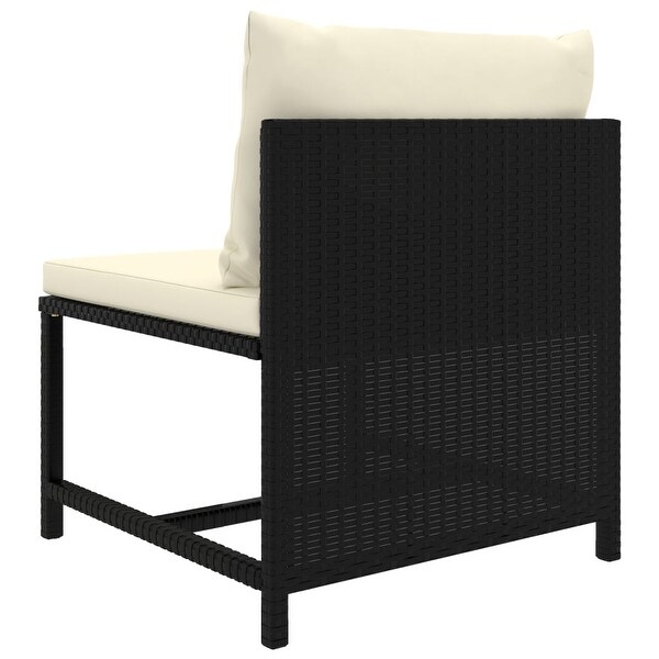 3 Piece Patio Lounge Set with Cushions Poly Rattan Black - Overstock - 35284276