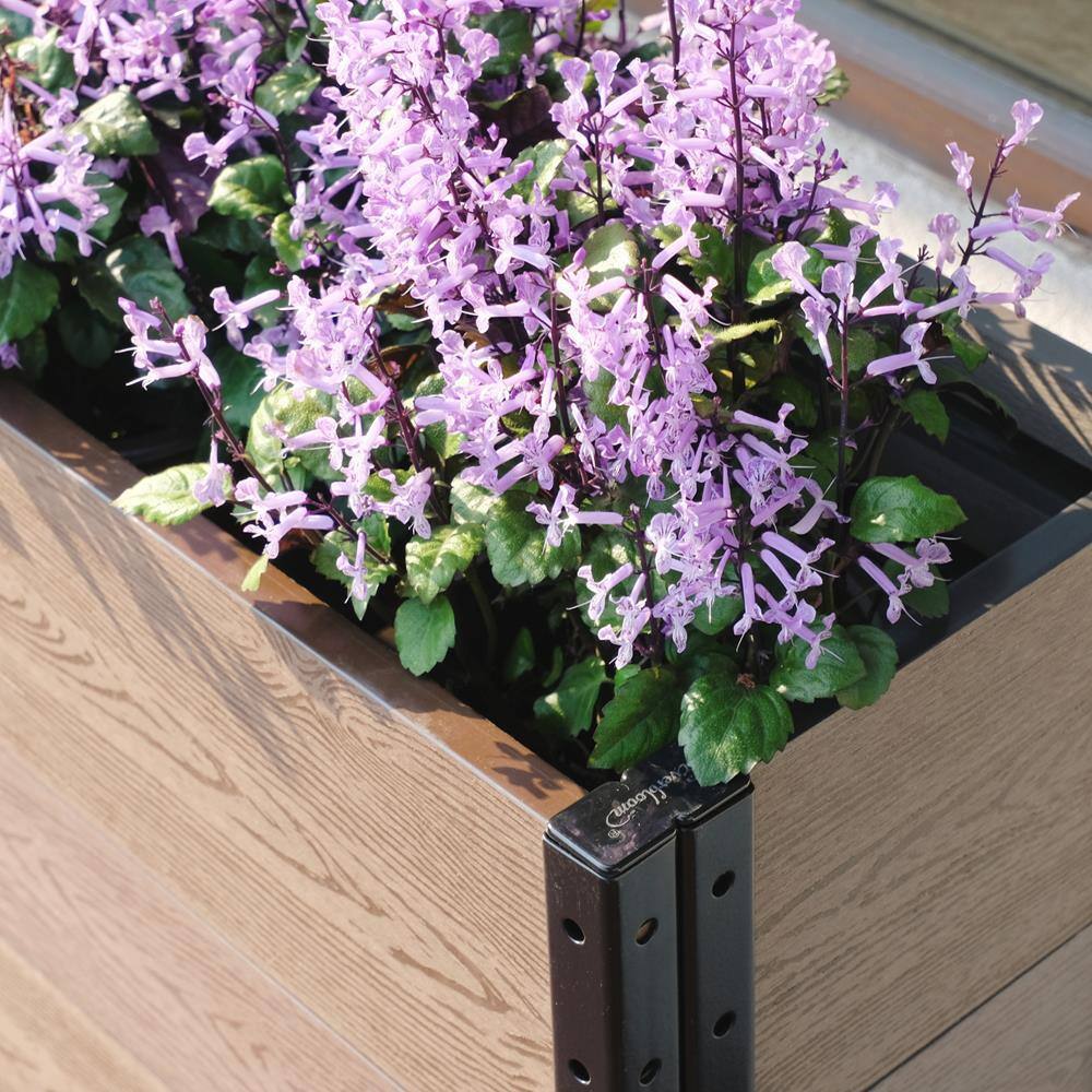 EverBloom 12 in. D x 24 in. Hx 36 in. W Brown and Black Composite Board and Steel Mobile Deep Trough Planter Box Raised Garden Bed K2112