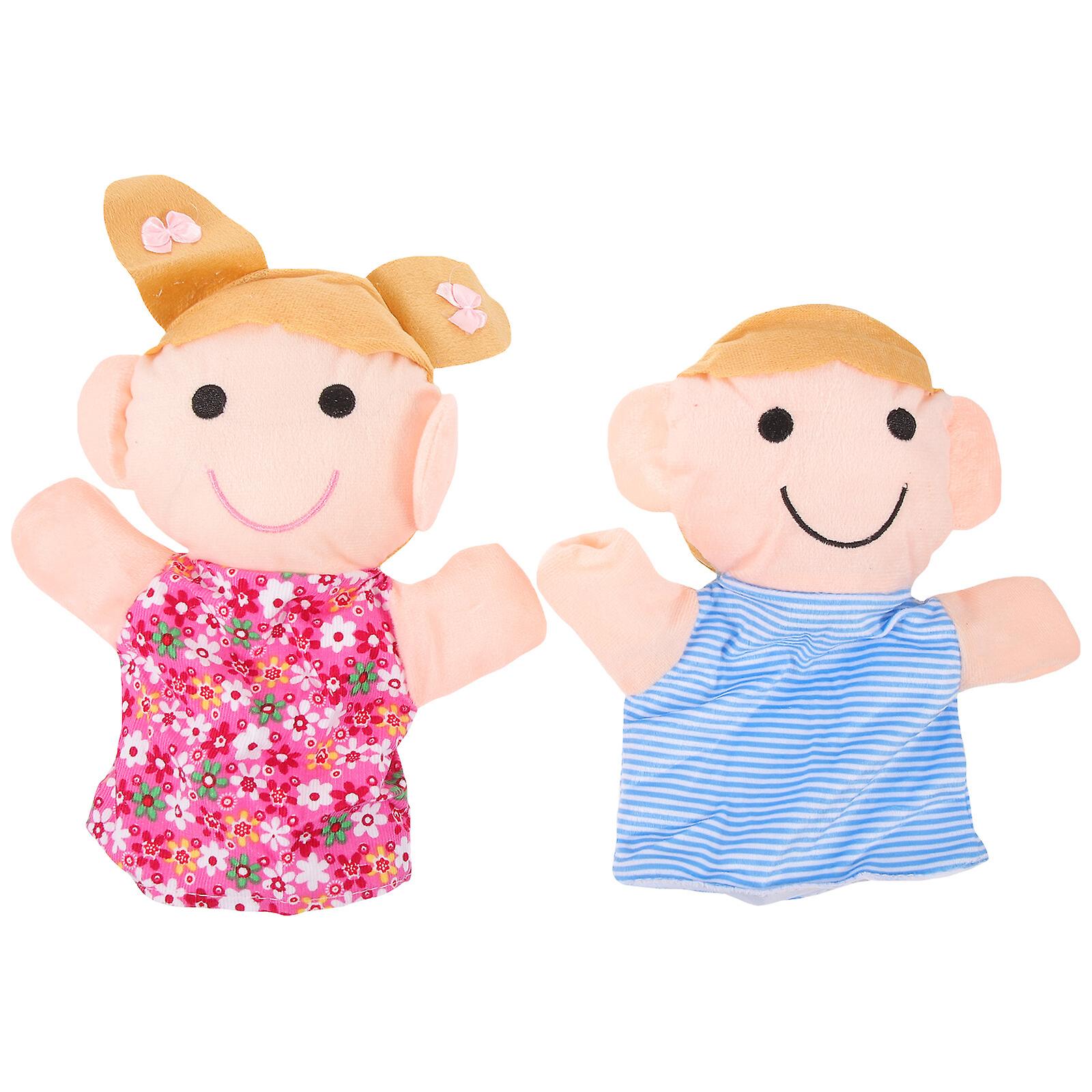 2pcs  Family Members Hand Puppets Educational Stuffed Hand Puppet For Storytelling (son， Daughter)