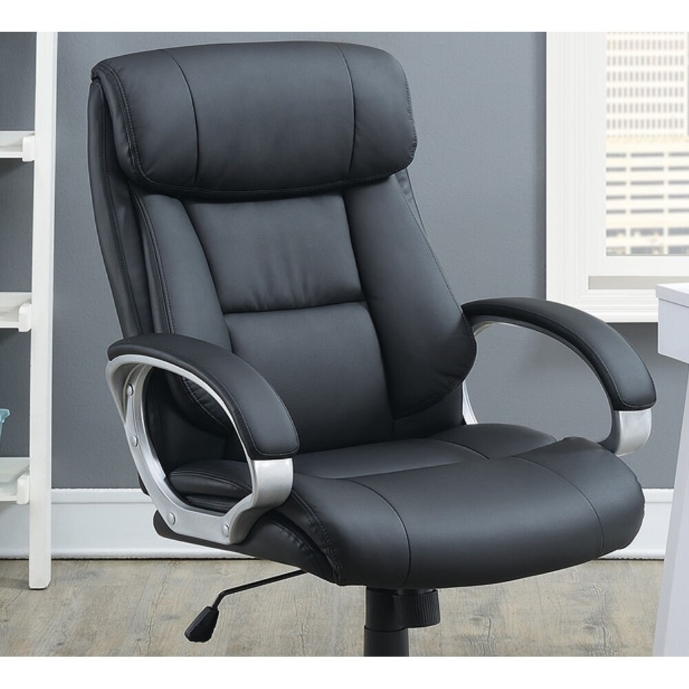 High Back Office Desk Chair  Ergonomic Executive Leather Chair with Lumbar Support Computer Task Chair with Armrest  Black