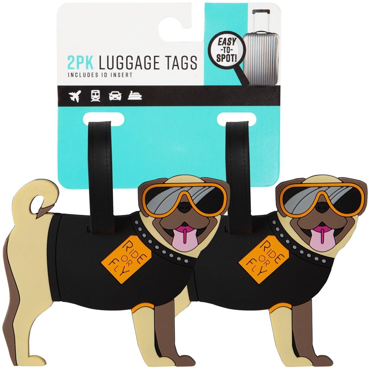 Pounce + Fetch Pet Design Luggage Id Tag， 2 count， Style Varies