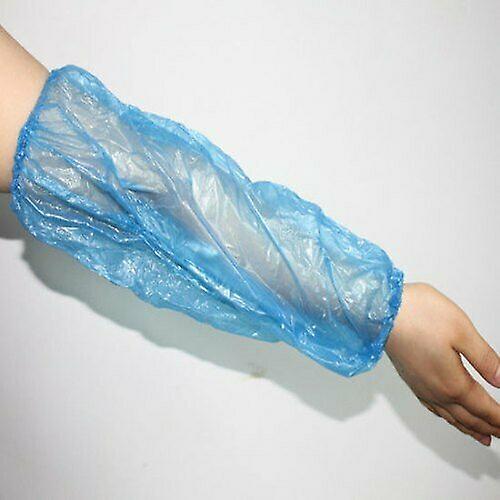 100x Sleeve Disposable White/blue Plastic Arm Sleeve