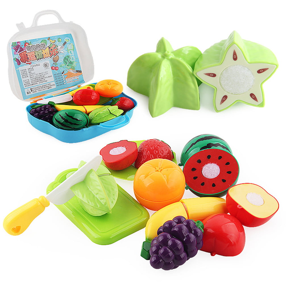 Fridja Children Plastic Fruit Vegetables Cutting Toys Set Educational Pretend Toy