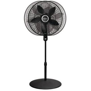 Lasko 20 in. 4 Speeds Pedestal Fan in Black with 90 Degrees Tilt Adjustment Adjustable Height Oscillating RemoteTimer S20625