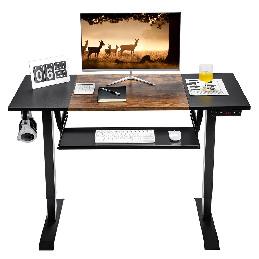 Costway 48'' Electric Sit to Stand Desk Adjustable Workstation w/