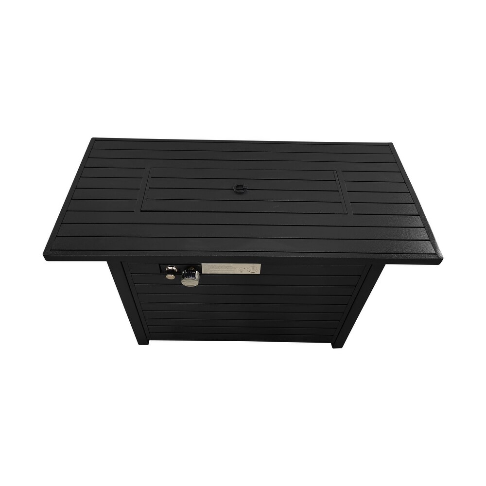 LSI 24'' H x 54'' W Steel Outdoor Fire Pit Table with Lid