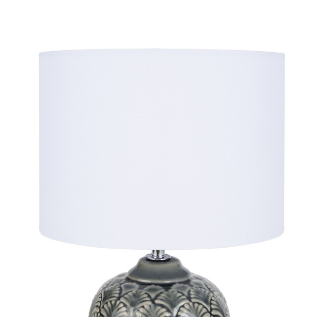 Grey Carved Motif Ceramic Accent Table Lamp