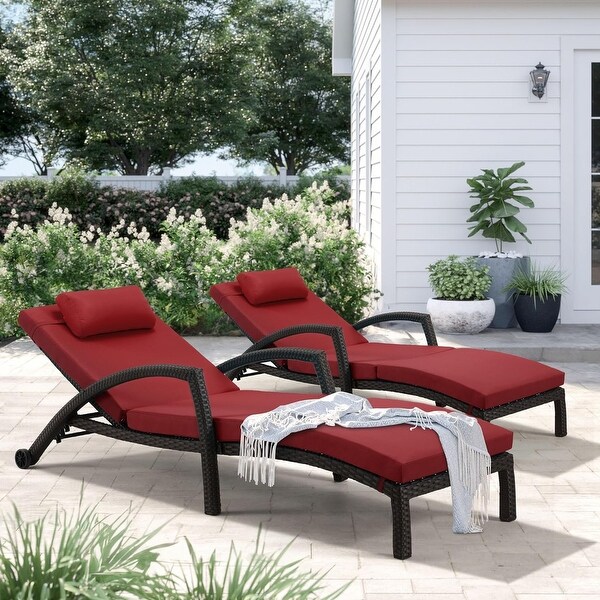 EROMMY Outdoor Patio Lounge Chair，Adjustable Recliner Outdoor Lounge Chairs，Multiple Colors Available