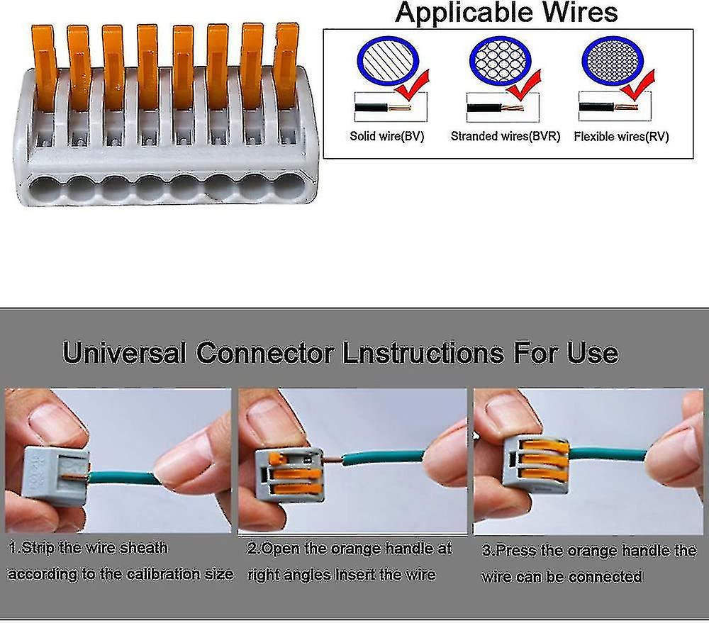 10pcs Premium Pct-218 Lever-nut Wire Connector Set， 8 Port Conductor Compact Wire Connectors， Compac