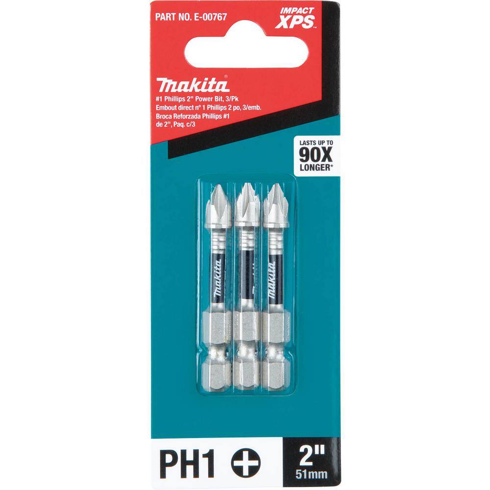 Makita Impact XPS #1 Phillips 2 in. Power Bit (3-Pack) E-00767