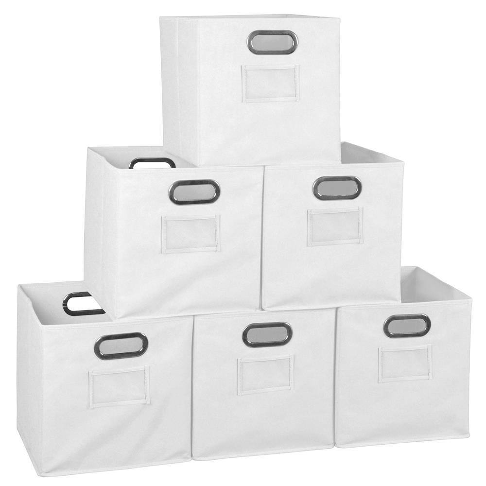 Regency 12 in. H x 12 in. W x 12 in. D White Fabric Cube Storage Bin 6-Pack HDCHTOTE6PKWH