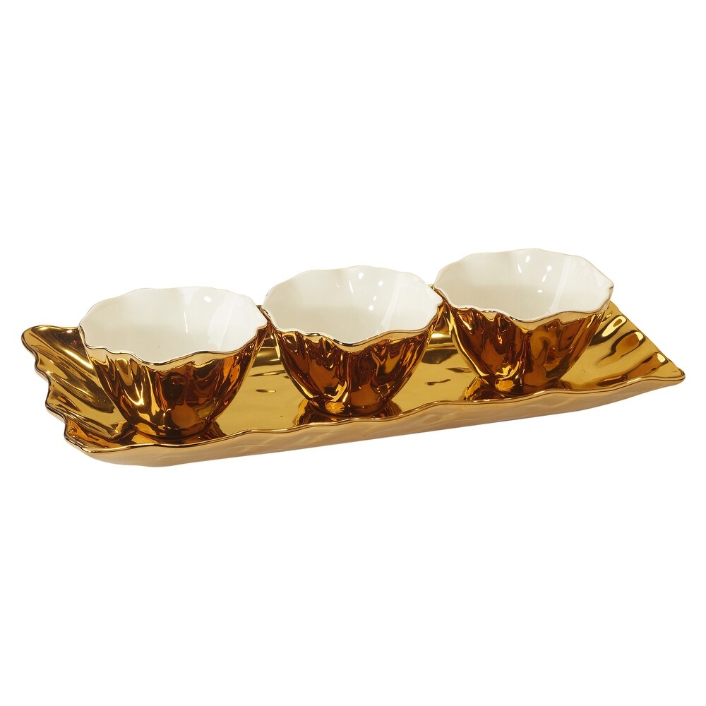 Certified International Gold Coast 4 pc Tray and Condiment Bowls Set  14.25\