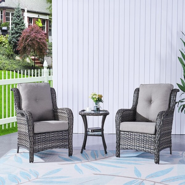 Pocassy Outdoor Wicker Bistro Set，3 Piece Patio Set