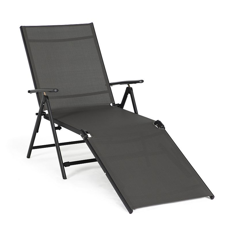 Jomeed Chaise Outdoor Reclining Adjustable Folding Patio Lounge Chair， Gray