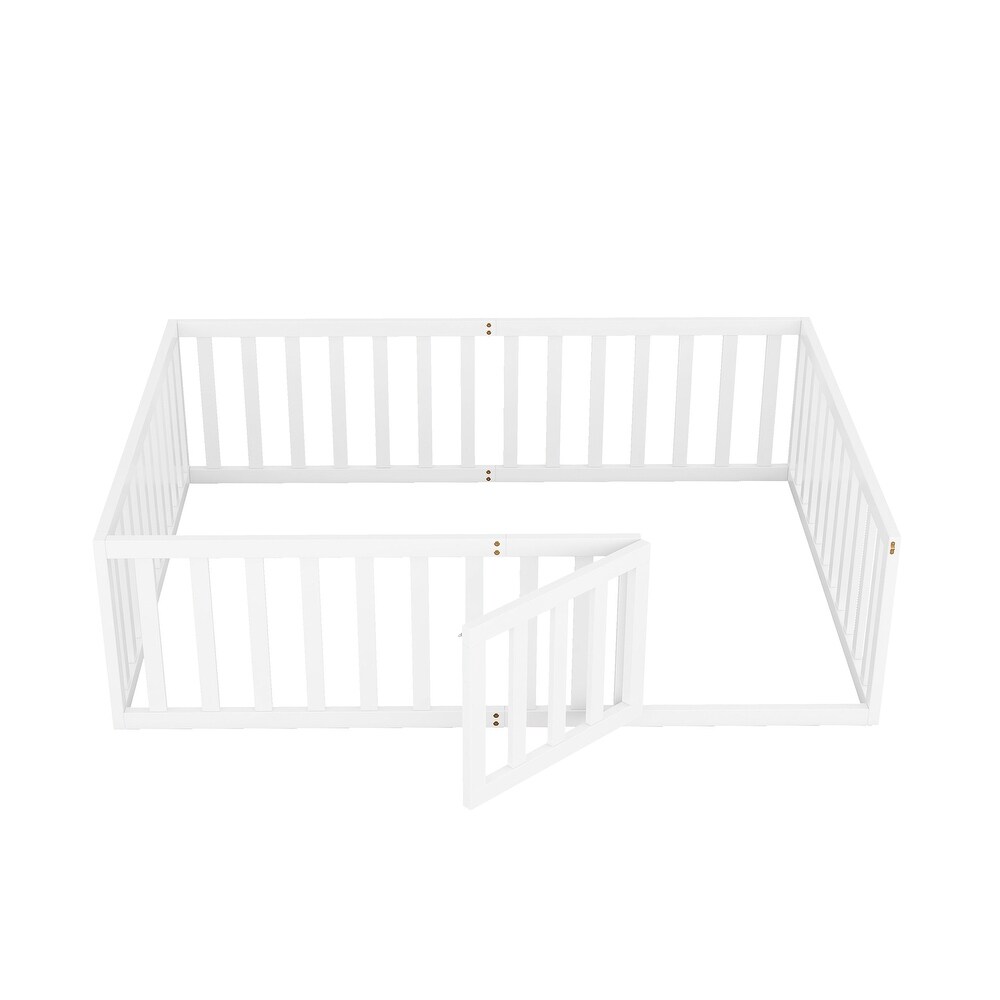 Full Size Solid Wood Daybed Frame with Fence