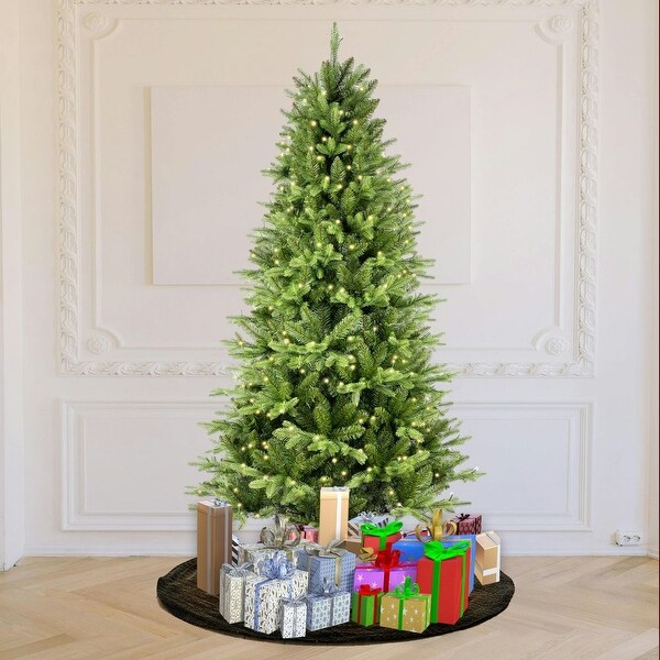 7.5 FT Artificial Christmas Tree Prelit PEandPVC with Metal Stand